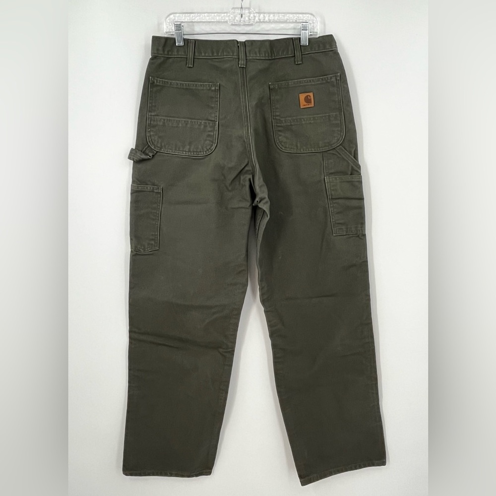 Carhartt Duck utility pants green leather patch